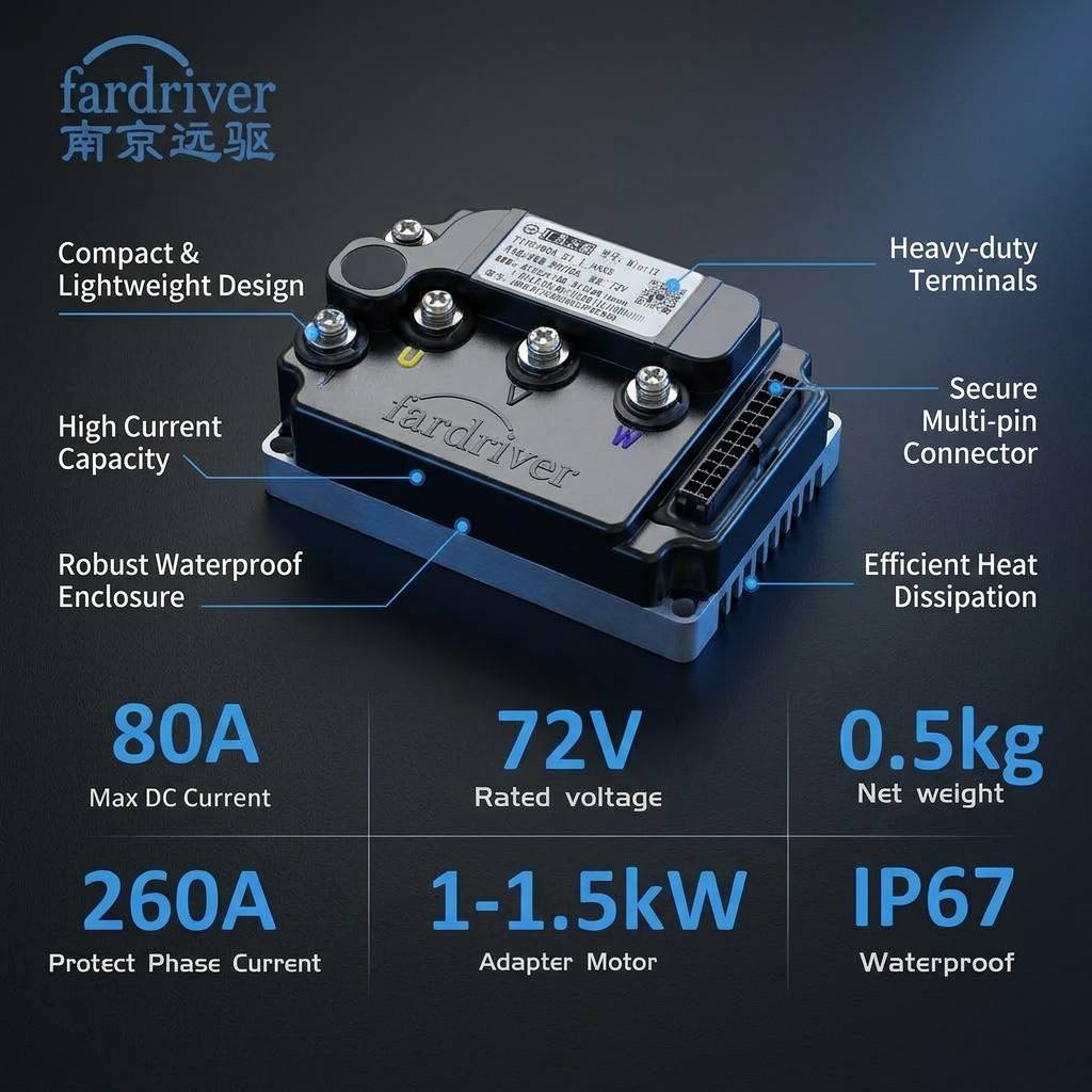 Kelly Kls7230S Controller - Fardriver ND72260 MiNi12 72V 1500W Sine